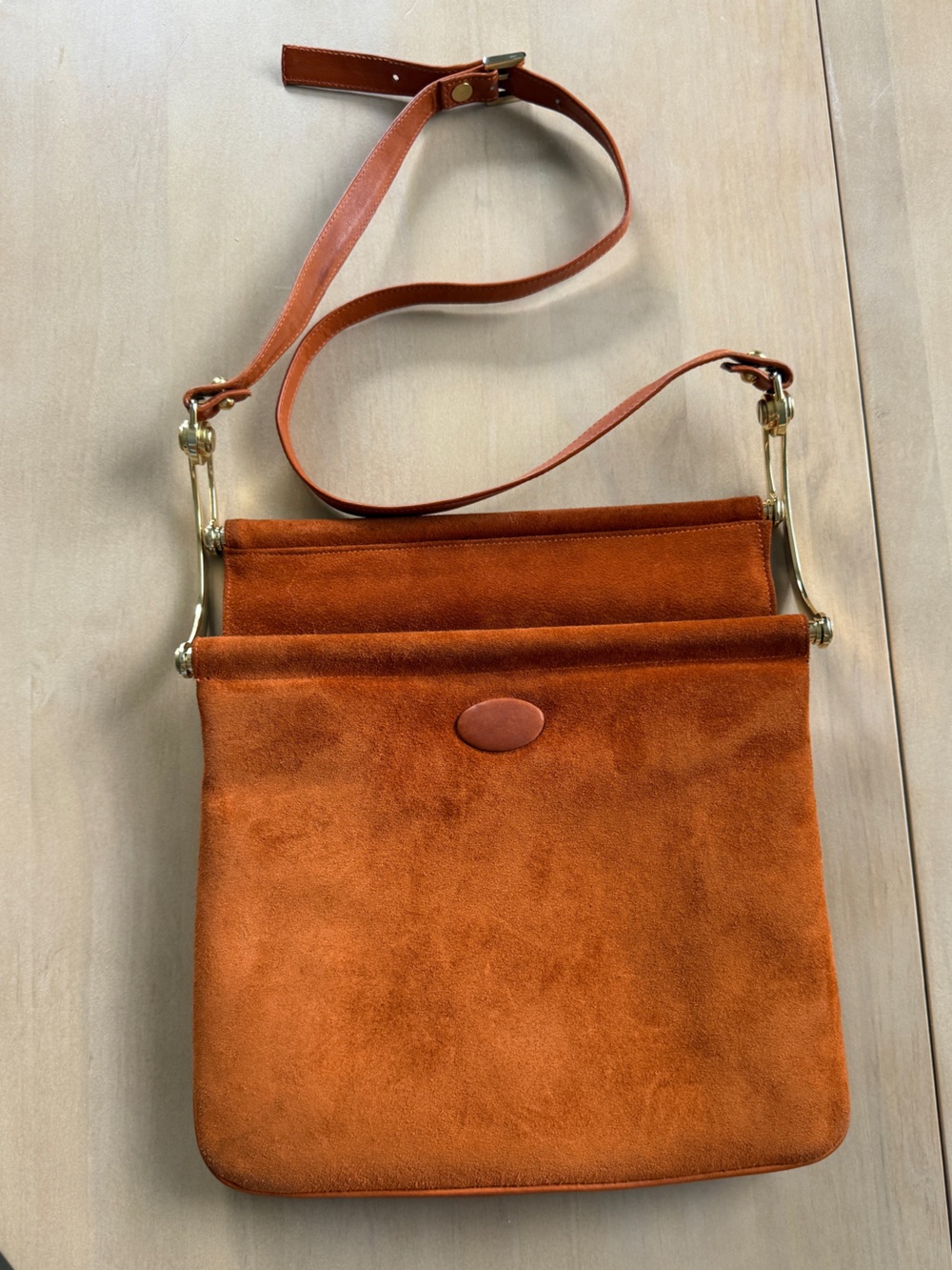 Vintage Orange Suede Shoulder Bag